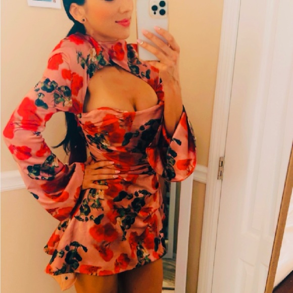 House of CB Toira dress red roses mini - Picture 7 of 7